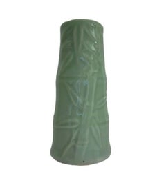 Vintage Asian Celadon Glazed Vase, Bamboo Form, Unsigned, Mid 20th Century