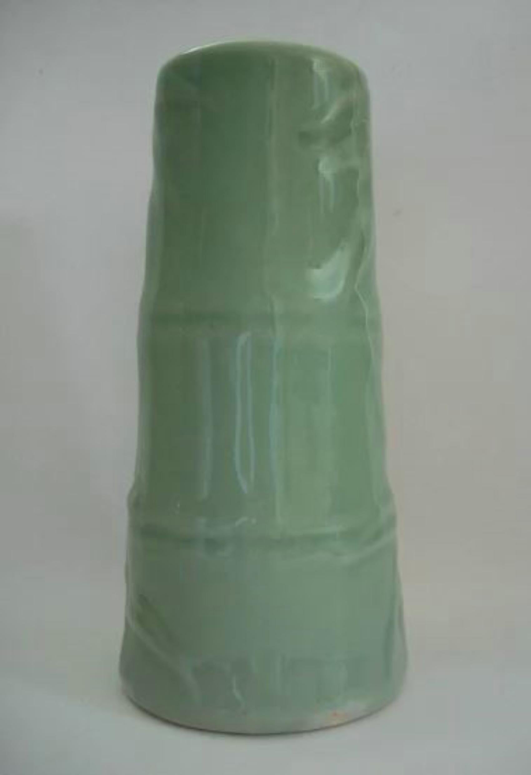 Vintage Asian Celadon Glazed Vase, Bamboo Form, Unsigned, Mid 20th Century For Sale 1