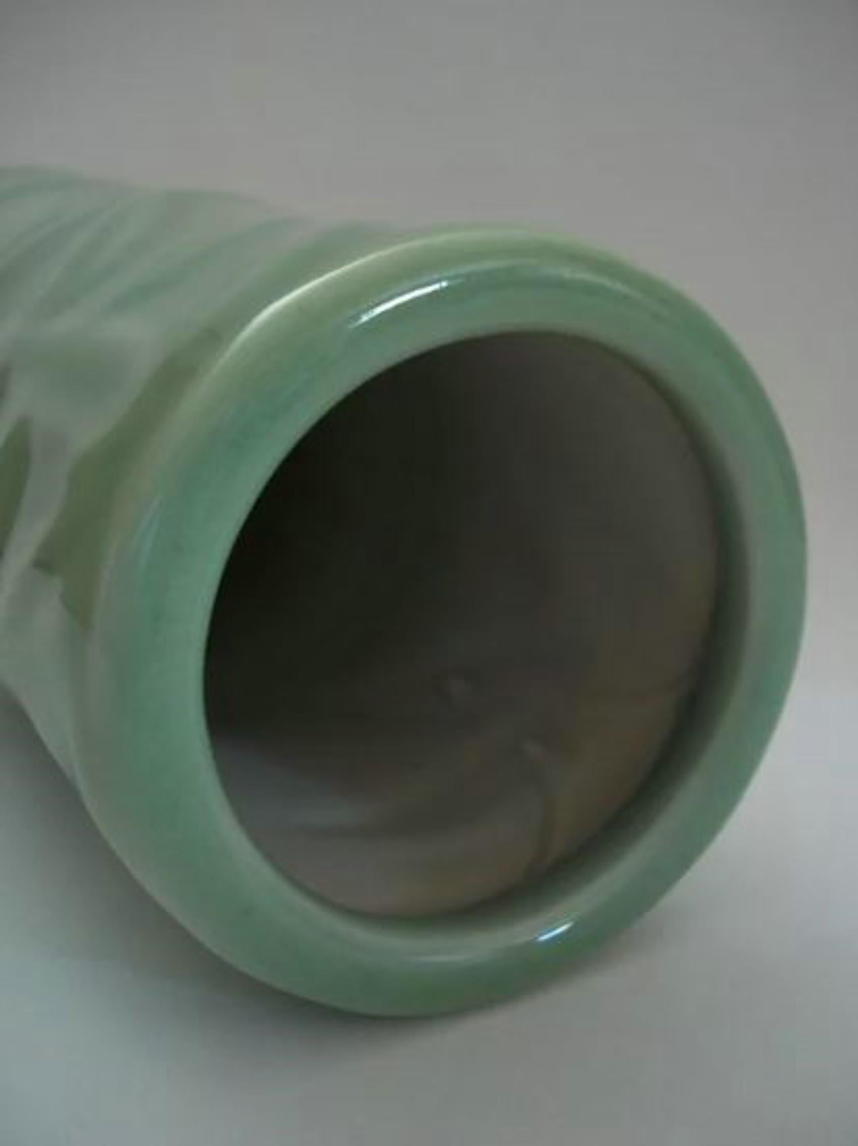 Vintage Asian Celadon Glazed Vase, Bamboo Form, Unsigned, Mid 20th Century For Sale 3