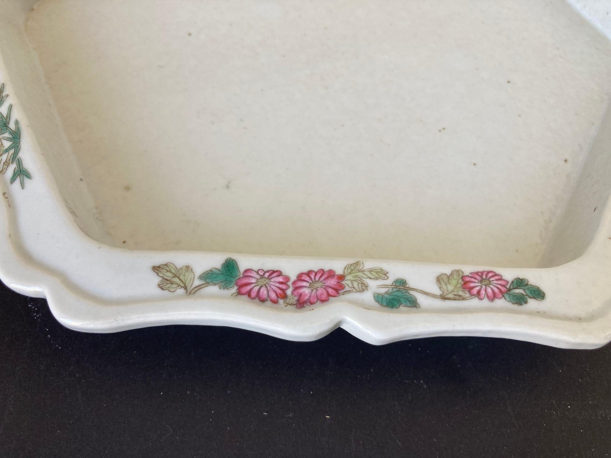 Vintage Asian Keramik Sechseckige Schale Catchall Schüssel (Chinesischer Export) im Angebot