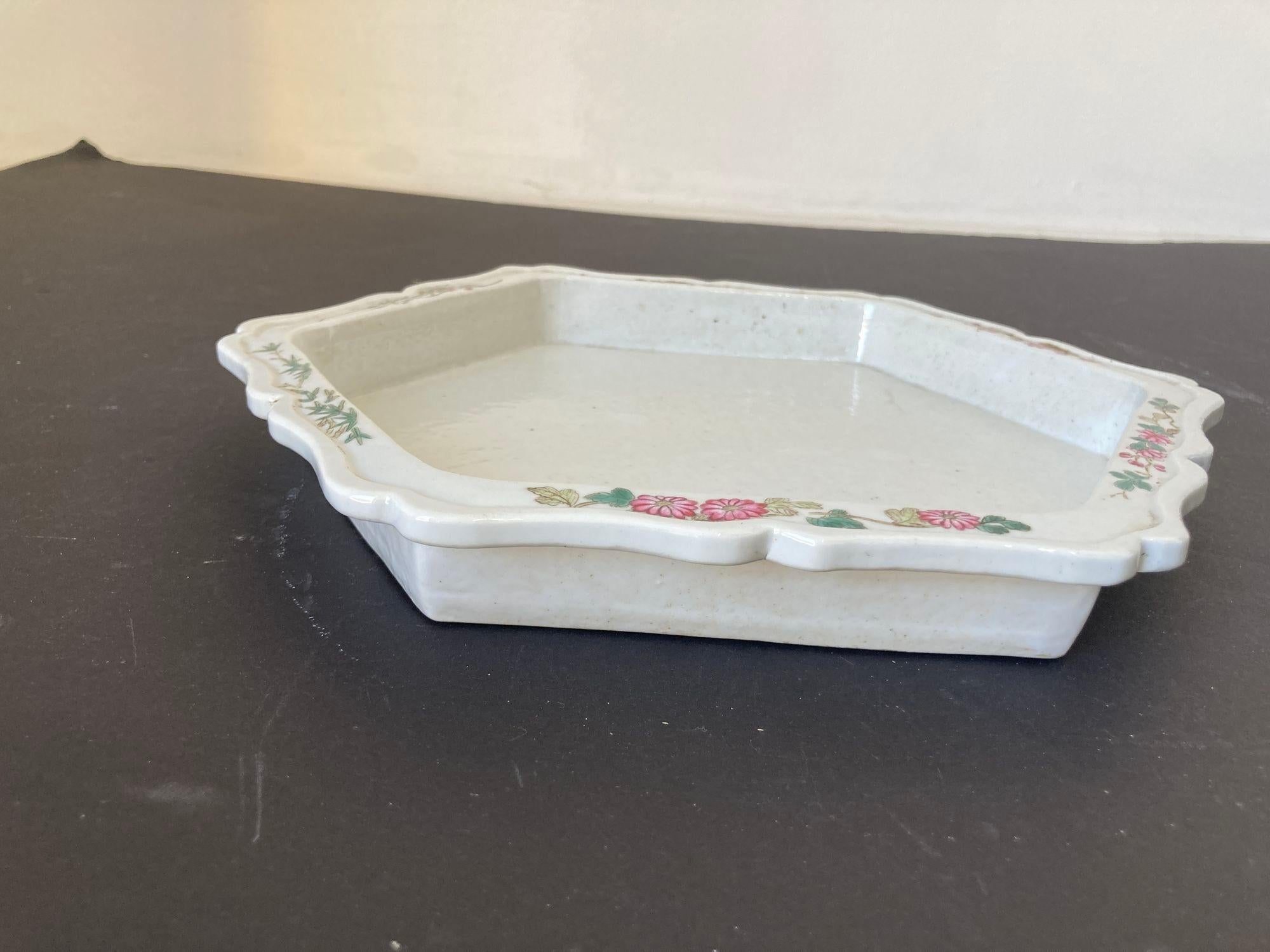 Vintage Asian Keramik Sechseckige Schale Catchall Schüssel im Zustand „Gut“ im Angebot in North Hollywood, CA