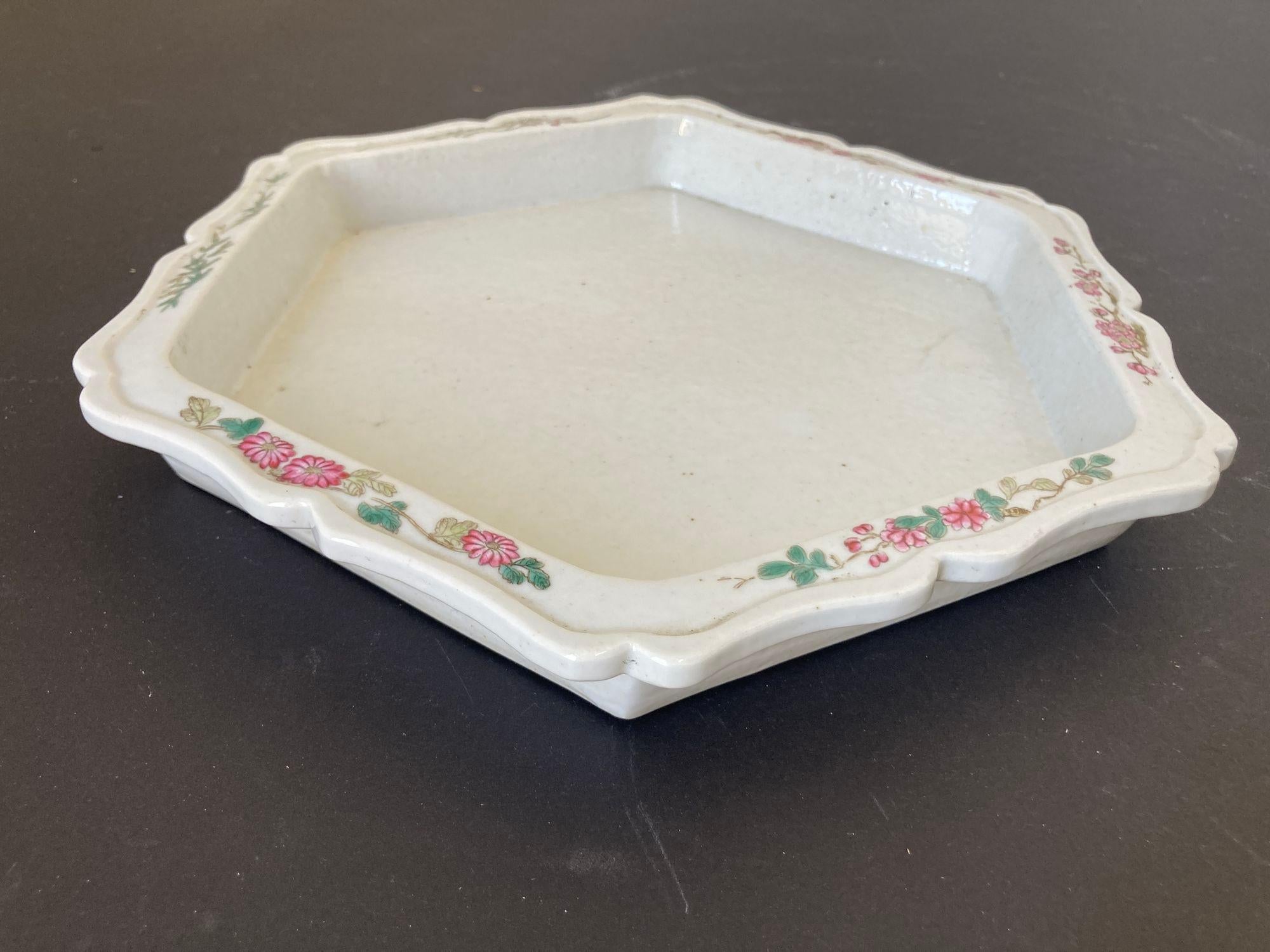 Vintage Asian Keramik Sechseckige Schale Catchall Schüssel im Angebot 1