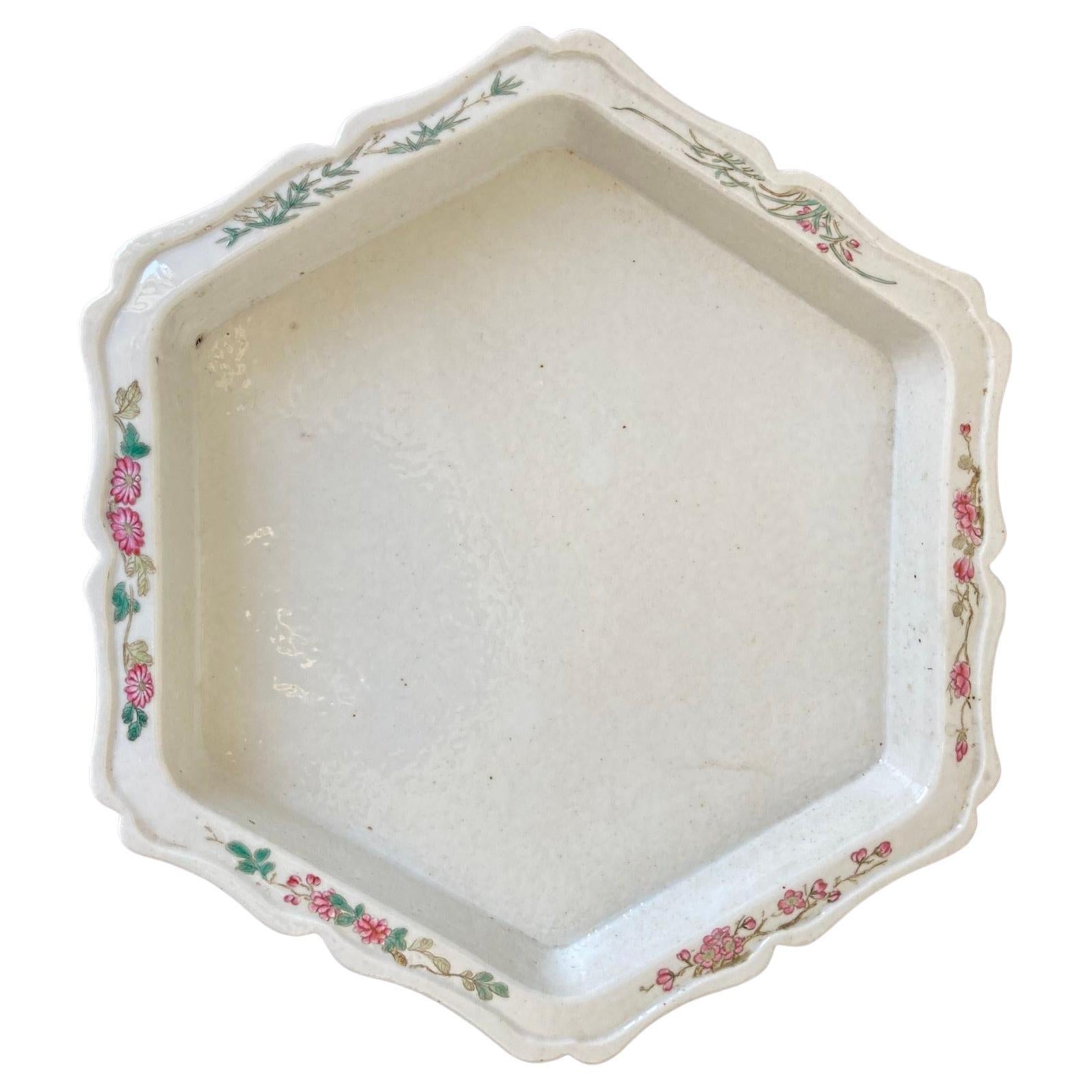Vintage Asian Keramik Sechseckige Schale Catchall Schüssel im Angebot