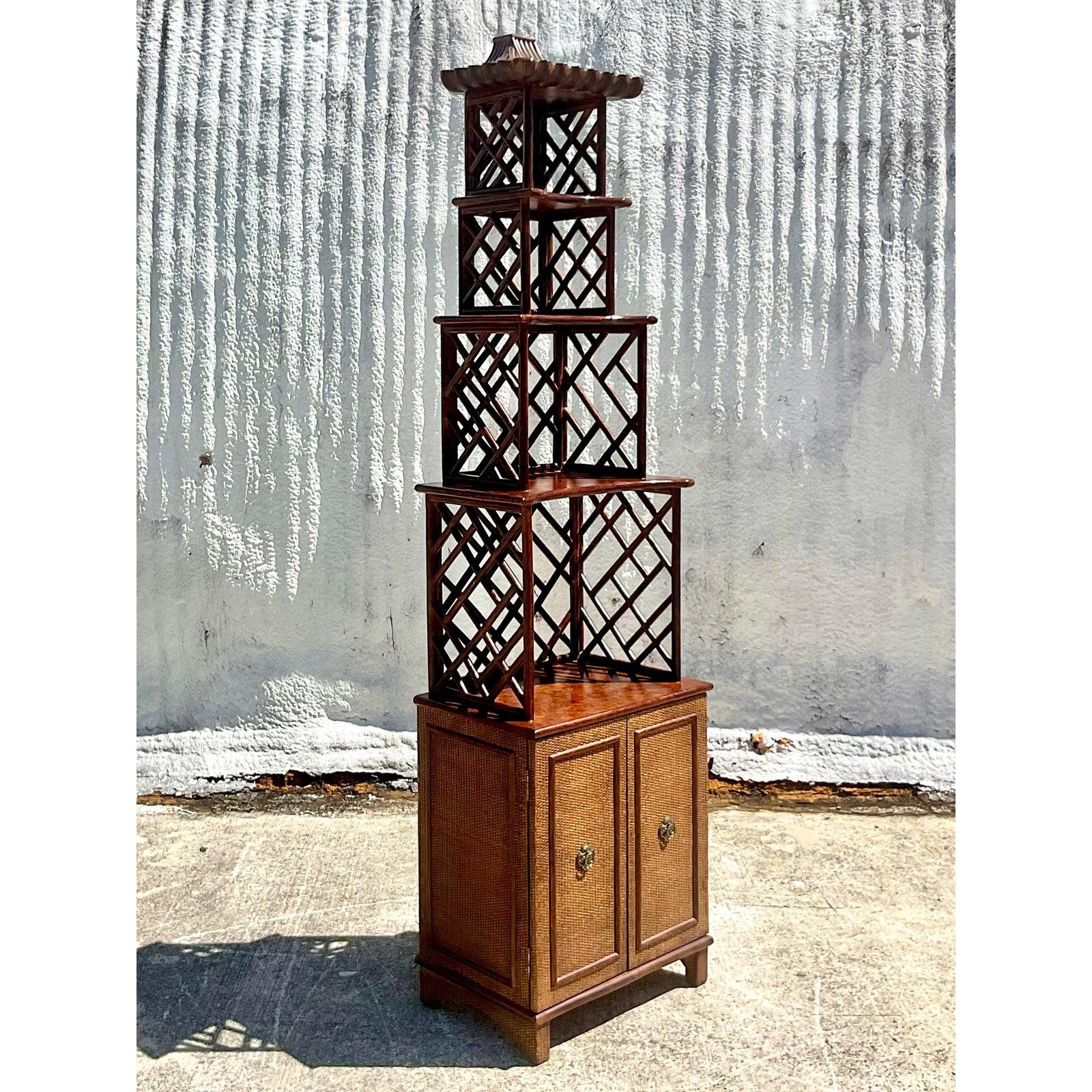 20th Century Vintage Asian Chinese Chippendale Pagoda Etagere