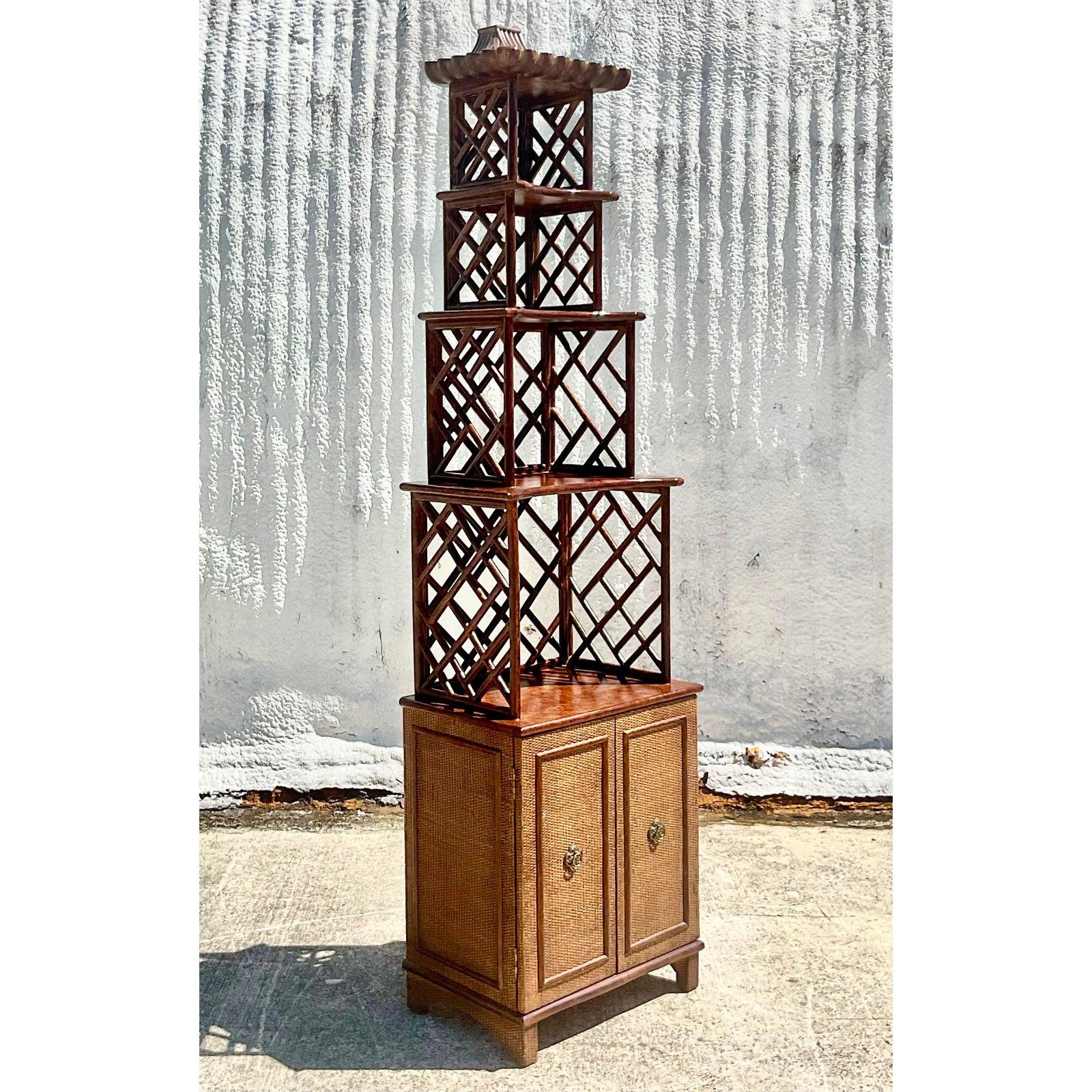 Vintage Asian Chinese Chippendale Pagoda Etagere 2