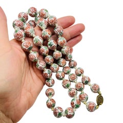 Vintage Asian Chinese porcelain painted beaded necklace