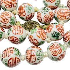 Vintage Asian Chinese Porzellan gemalt Perlen Halskette