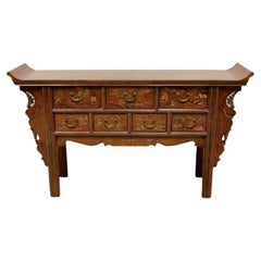 Asian Chinoiserie Carved Altar Console Credenza Sideboard