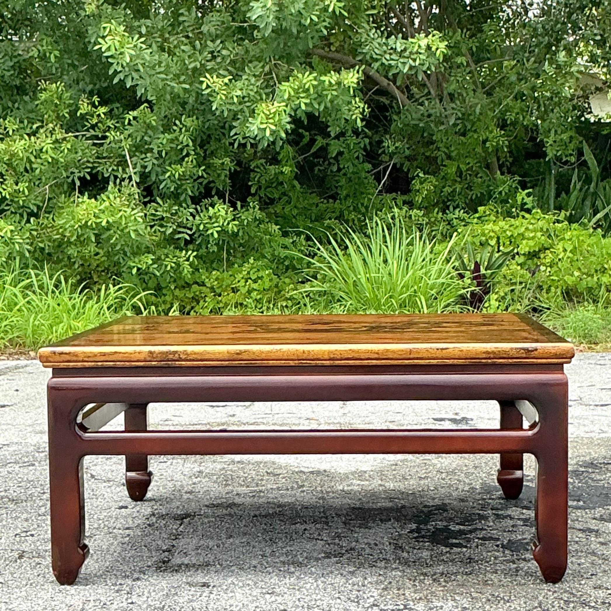 Wood Vintage Asian Chinoiserie Coffee Table