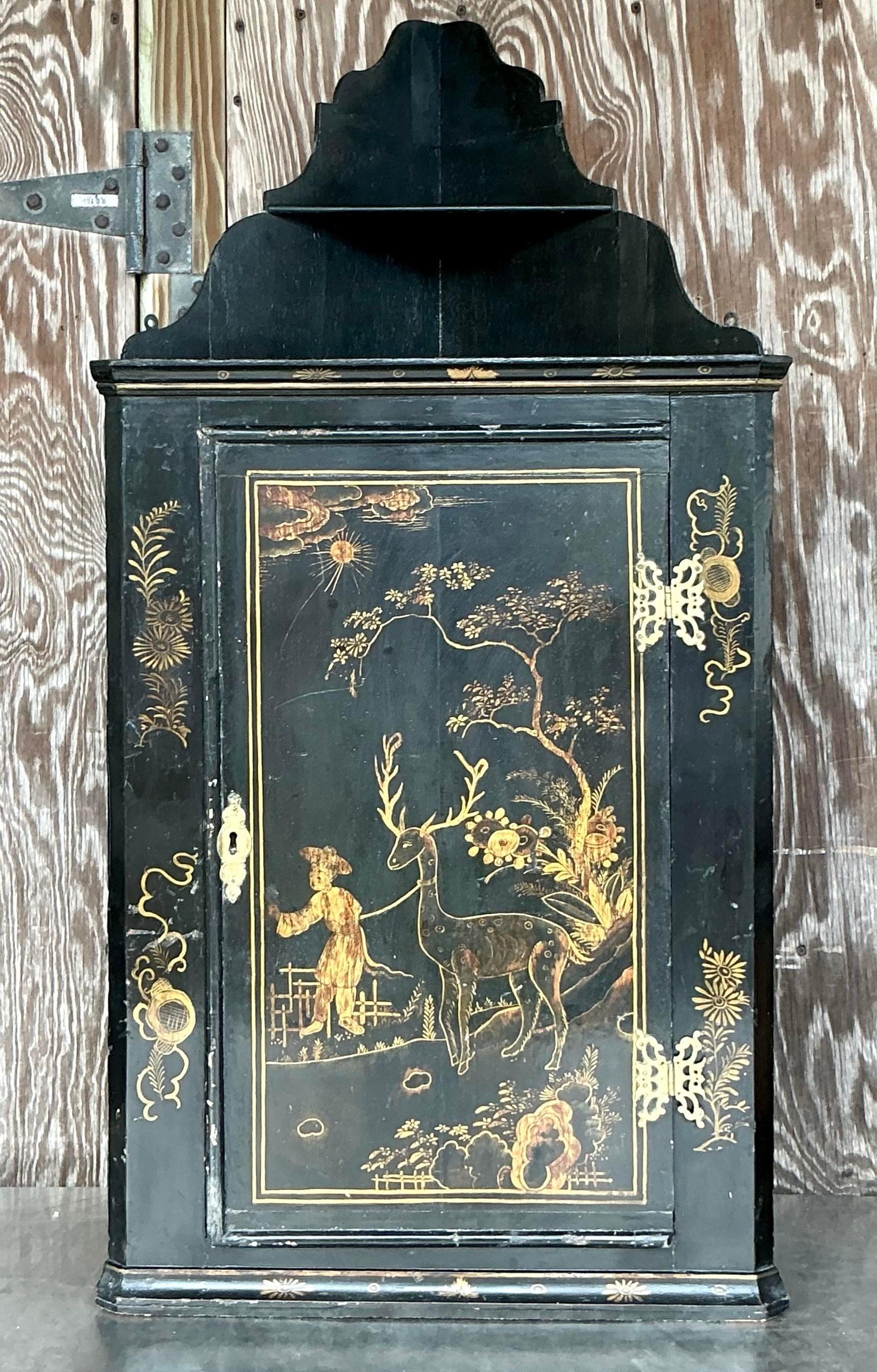 Asiatischer schwebender Vintage-Chinoiserie-Eckschrank im Angebot 3