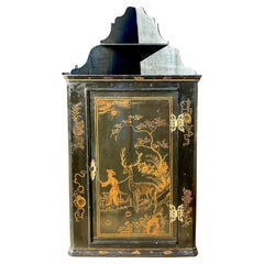 Vintage Asian Chinoiserie Lacquered Corner Cabinet