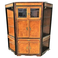 Vintage Asian chinoiserie Lighted Dry Bar Cabinet