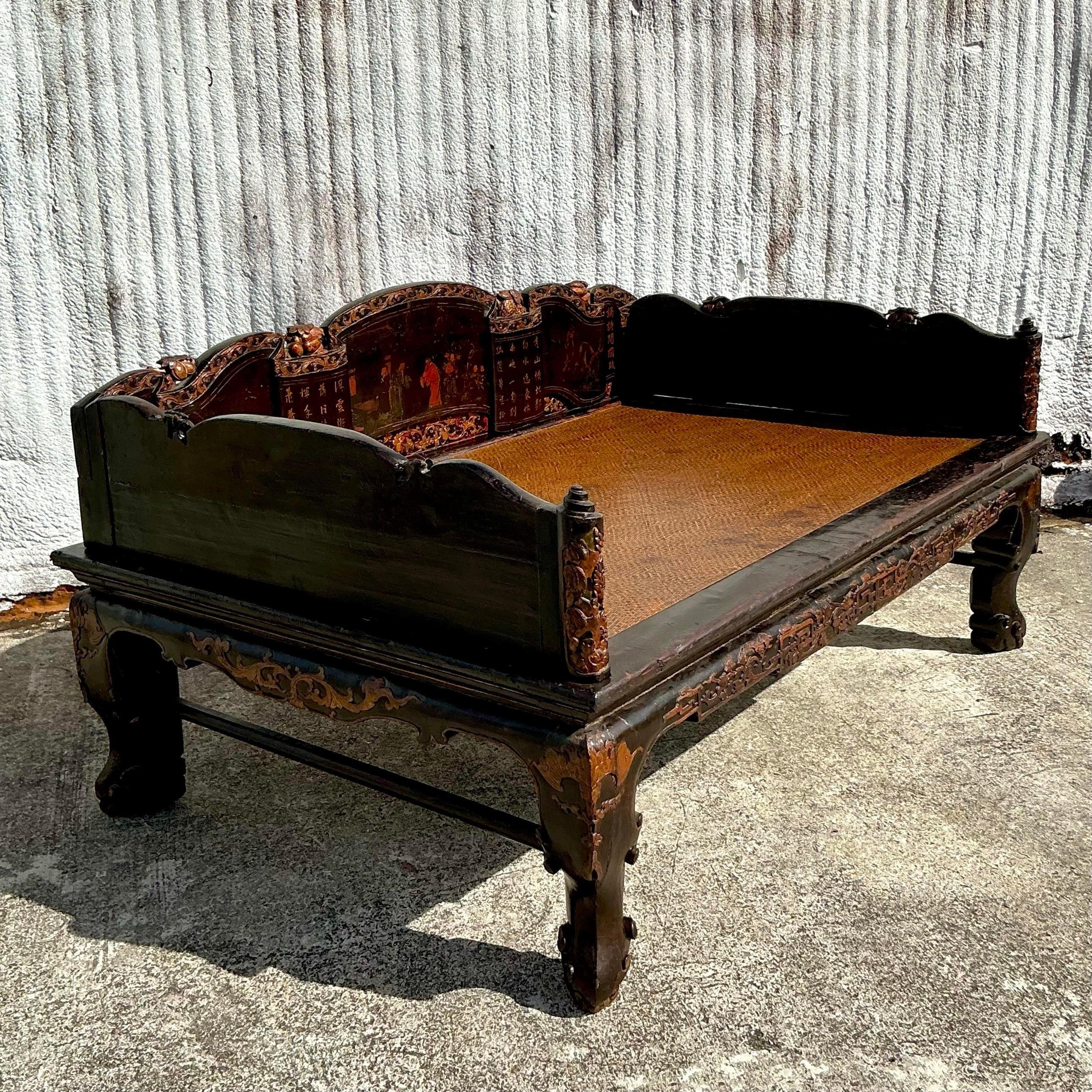 Chinoiseries Lit vintage asiatique chinoiseries en opium en vente
