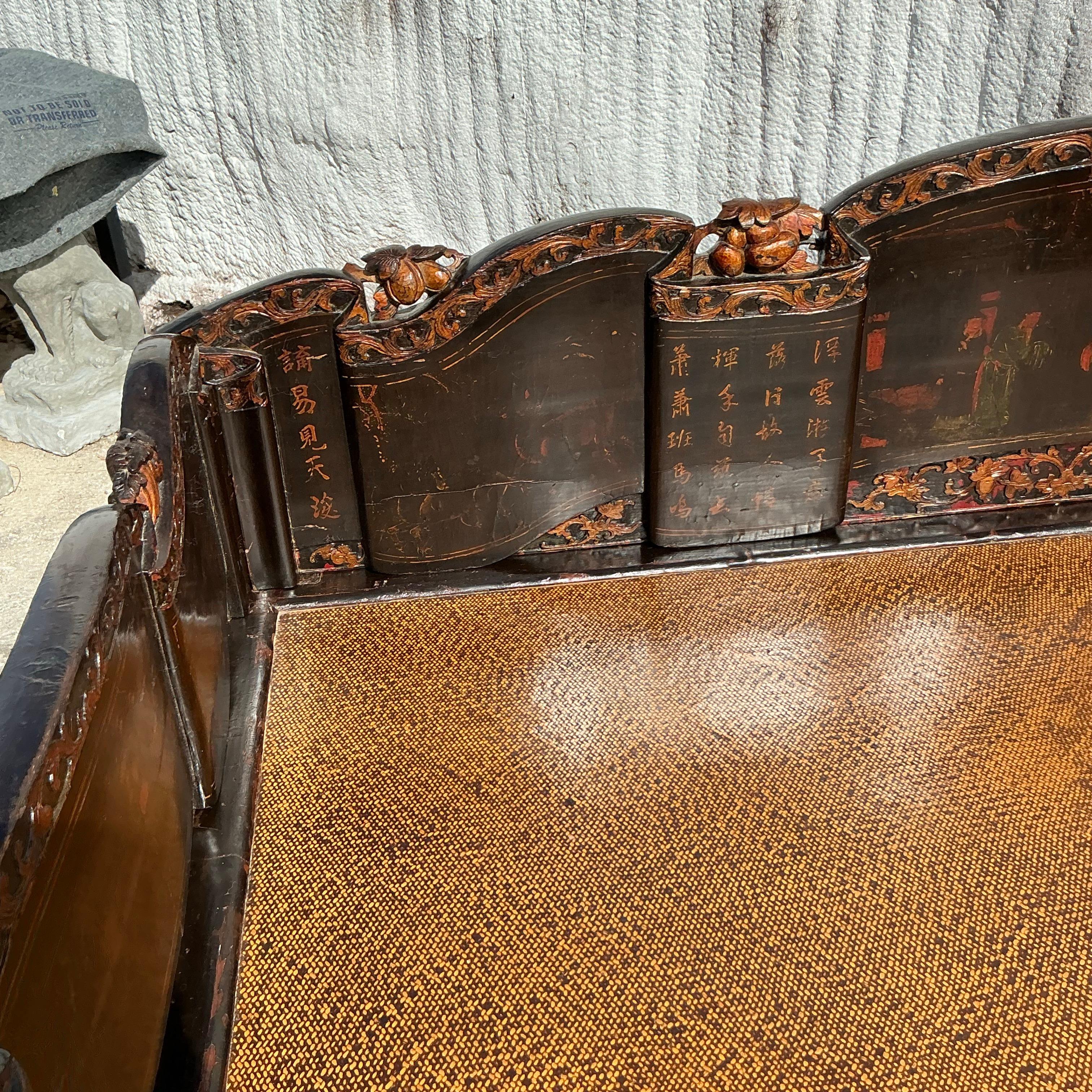 Lit vintage asiatique chinoiseries en opium Bon état - En vente à west palm beach, FL