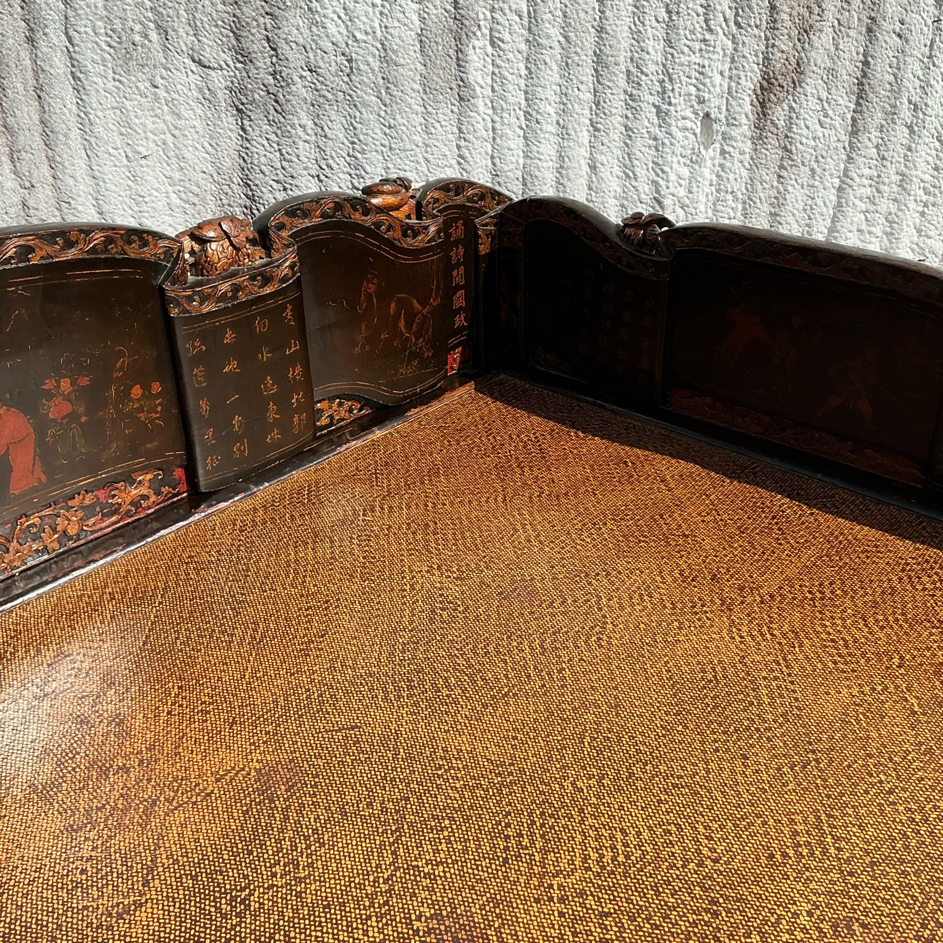 Lit vintage asiatique chinoiseries en opium en vente 1