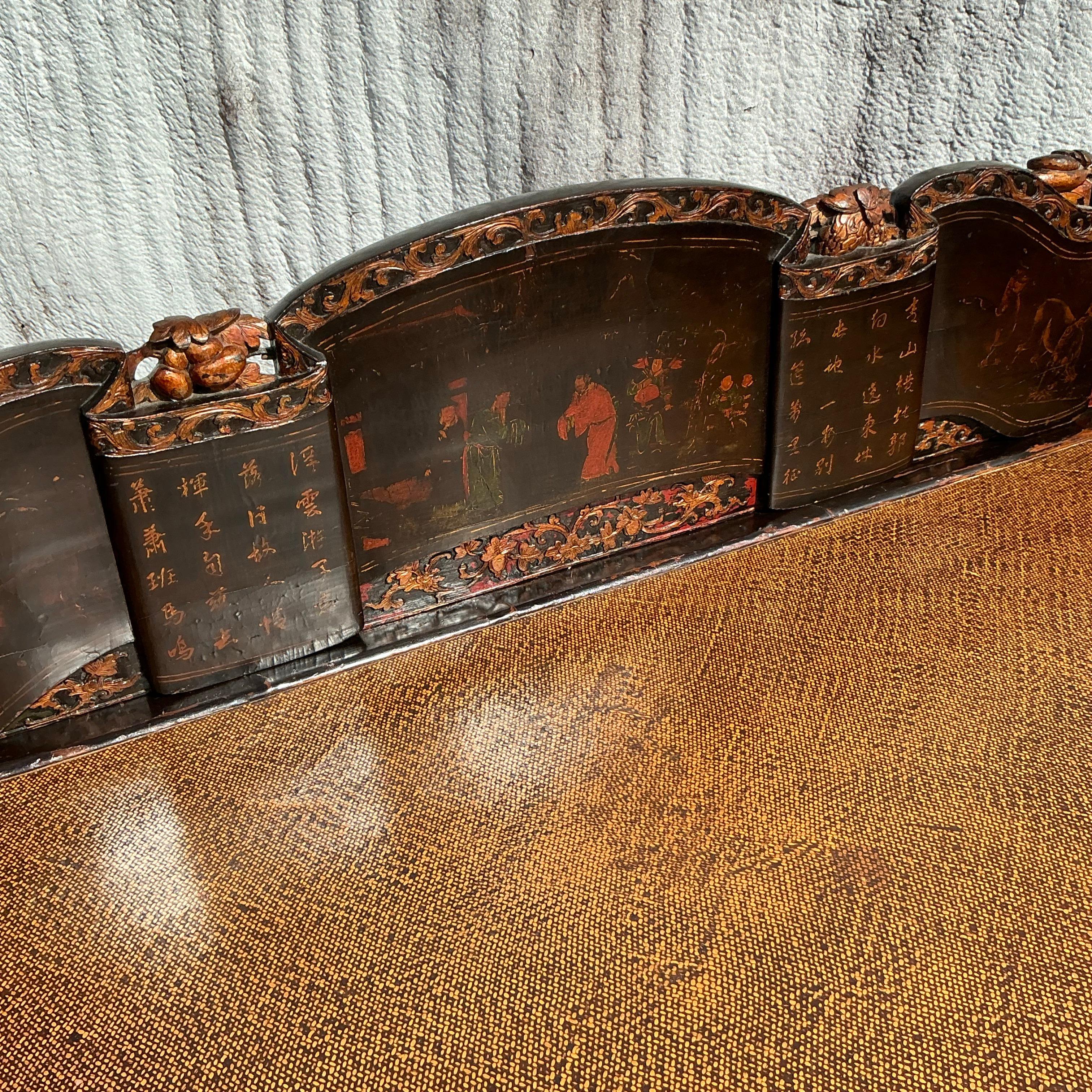 Lit vintage asiatique chinoiseries en opium en vente 2