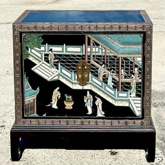 Vintage Asian Chinoiserie Sideboard with Greek Key Detail
