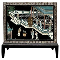 Vintage Asian Chinoiserie Sideboard with Greek Key Detail
