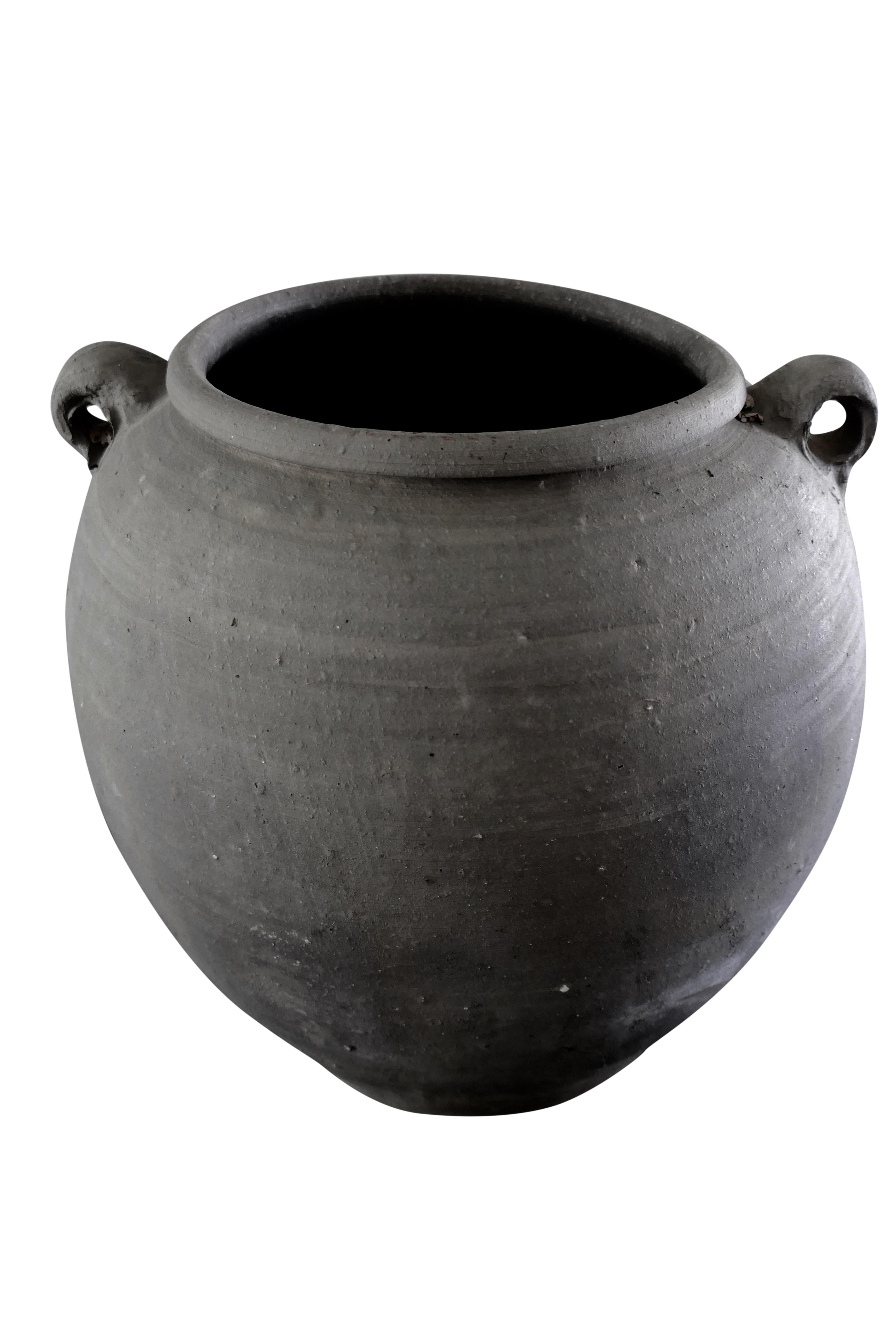 Vintage Asian one-of-a-kind handcrafted clay vessel/vase. Rustic smooth unglazed matte finish in beautiful natural tone's.