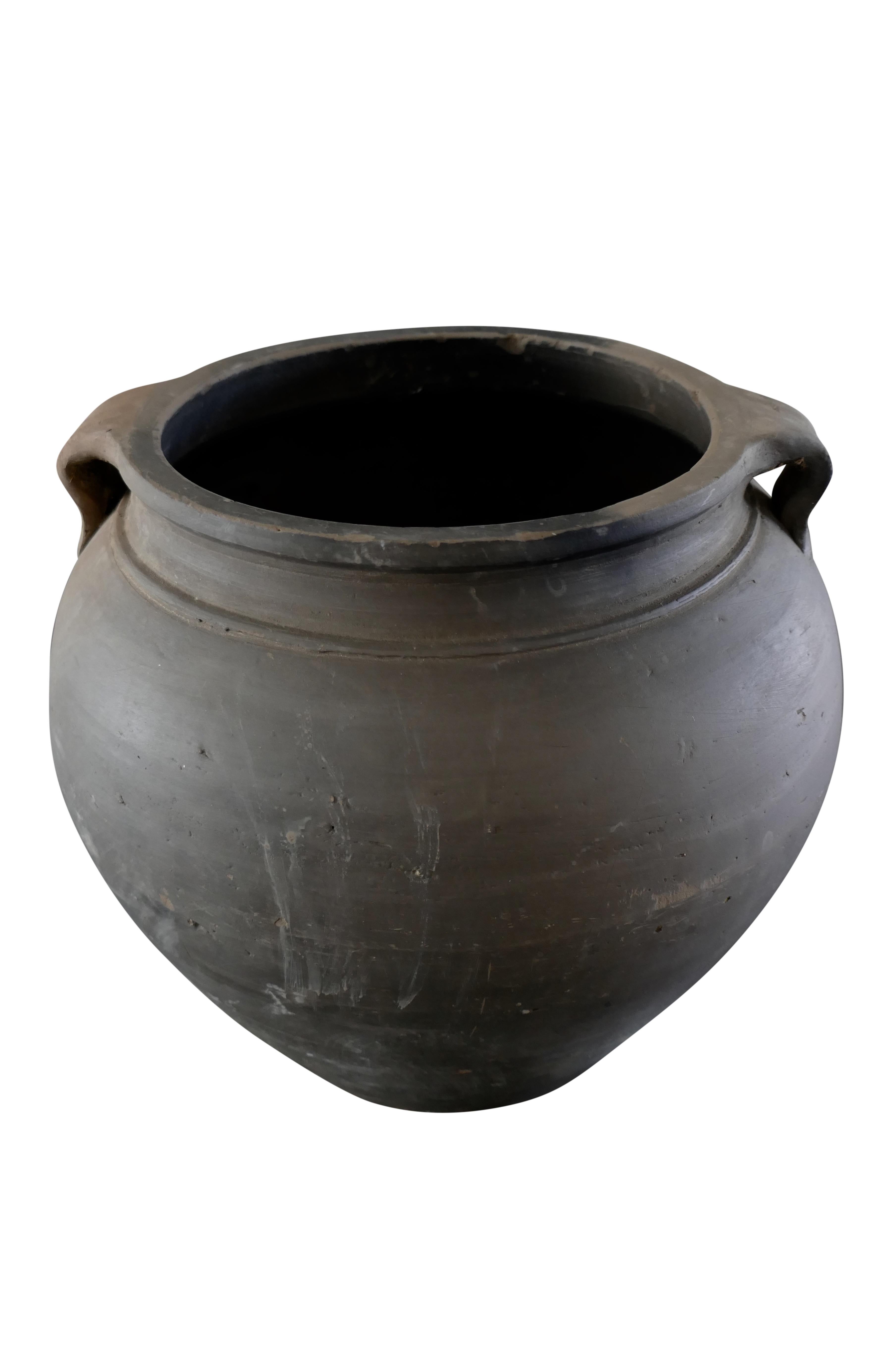 Authentic Asian vintage one-of-a-kind hand crafted clay vessel/pot/vase. Rustic smooth unglazed matte finish in beautiful natural earthy tone's.