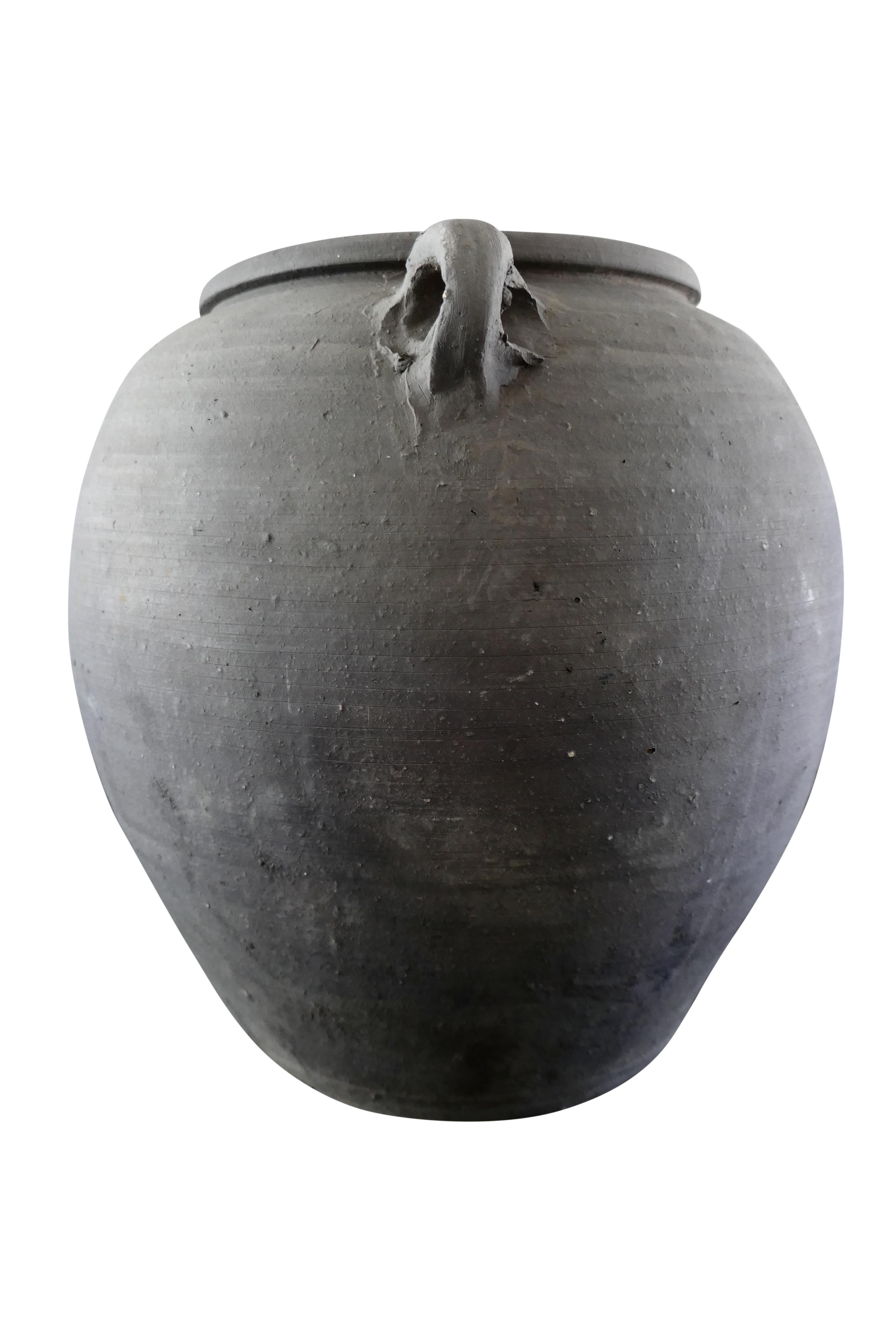 Hand-Crafted Vintage Asian Clay Vessel
