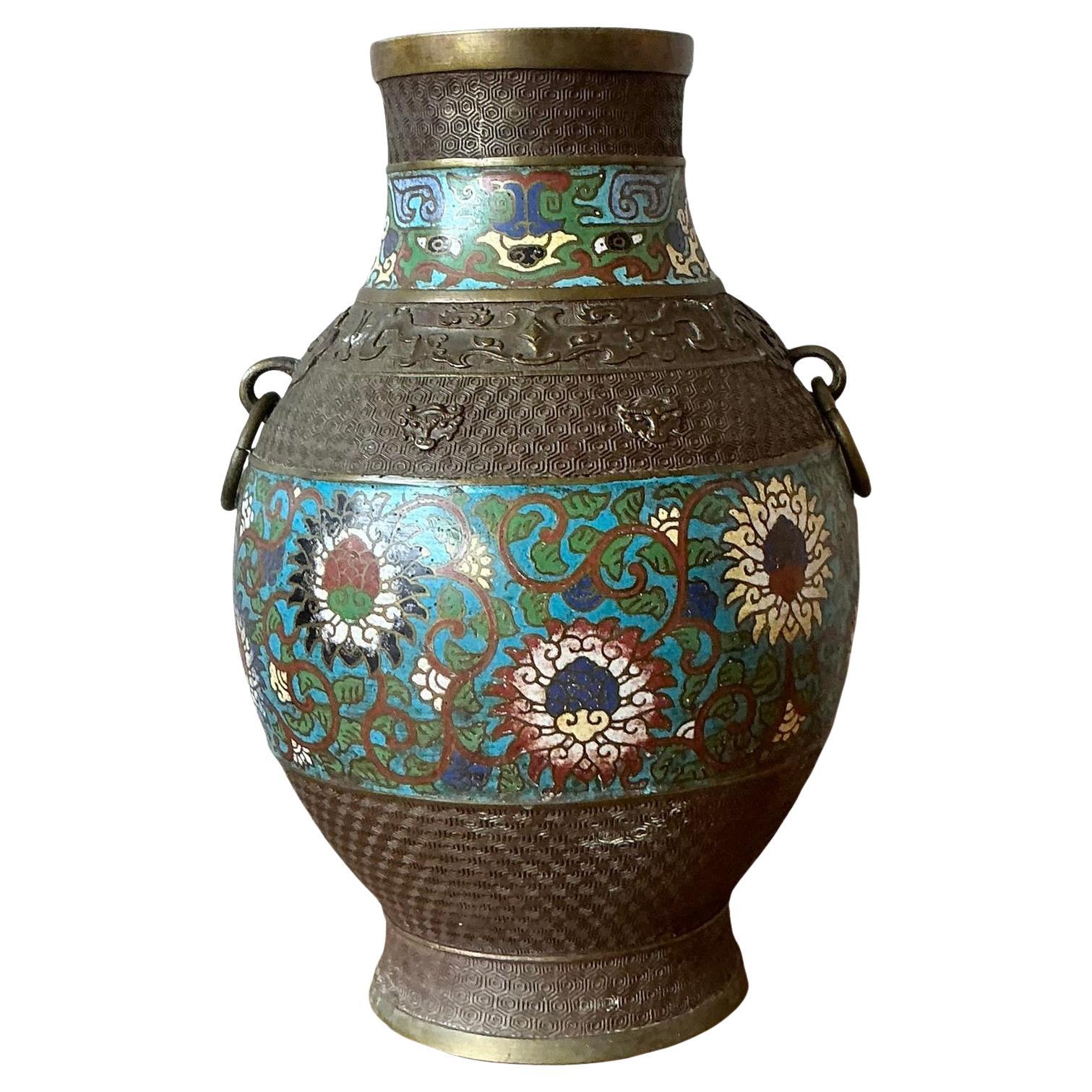 Vase vintage asiatique cloisonné