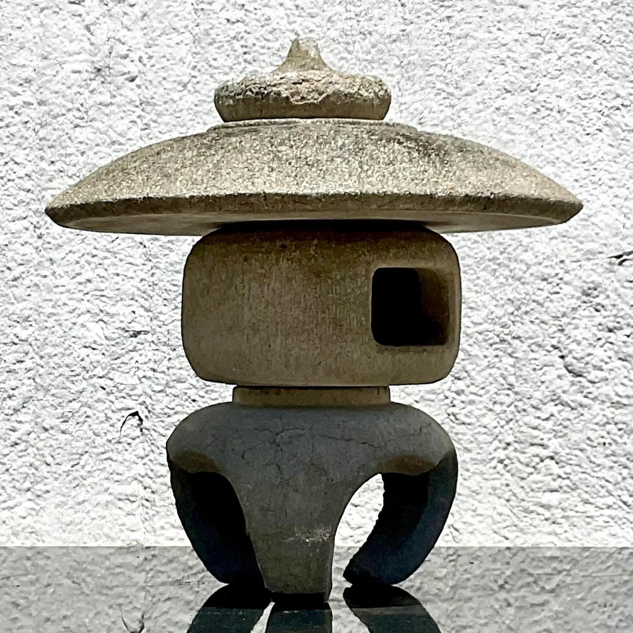 Vintage Asian Concrete Pagoda Garden Ornament In Good Condition For Sale In west palm beach, FL