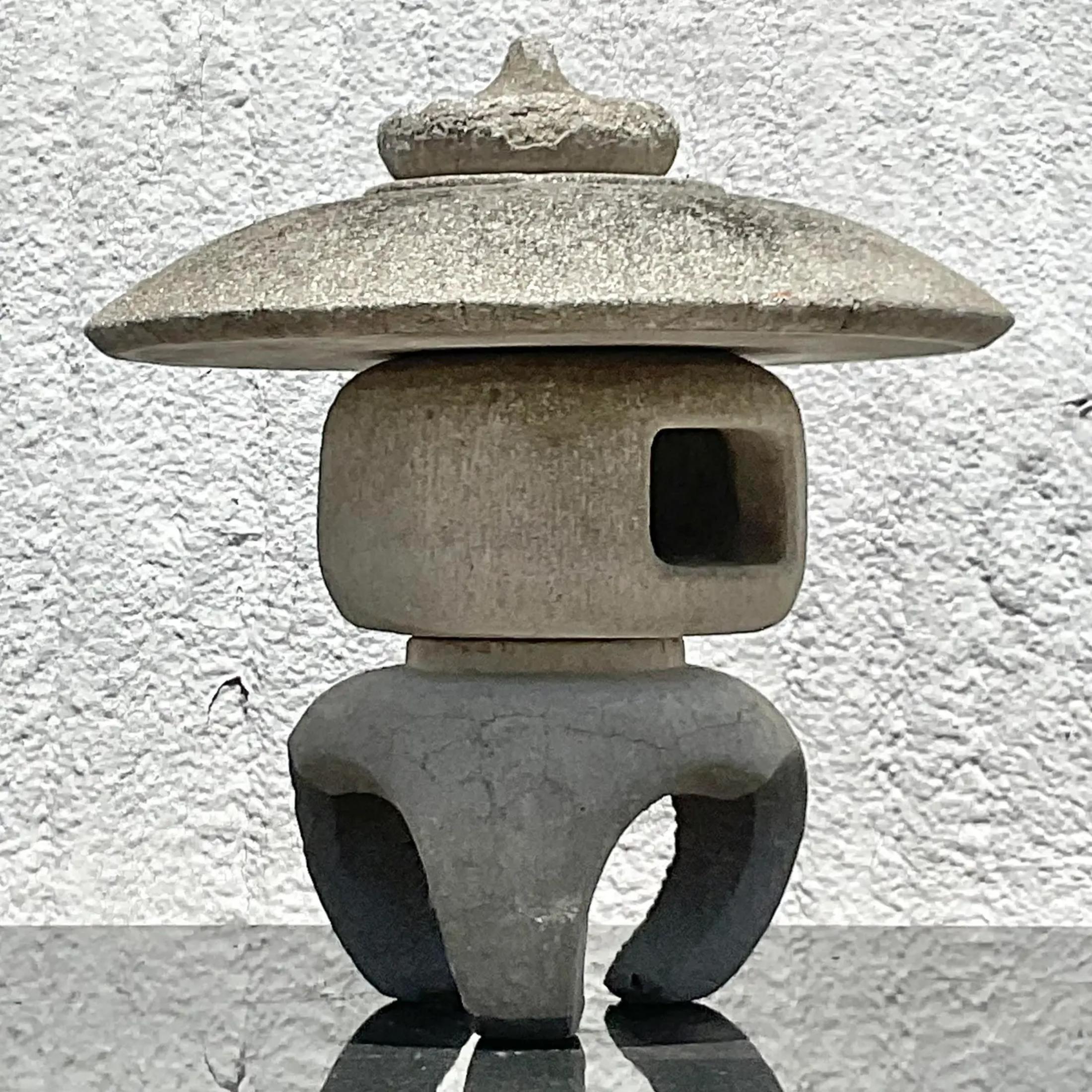 20th Century Vintage Asian Concrete Pagoda Garden Ornament For Sale
