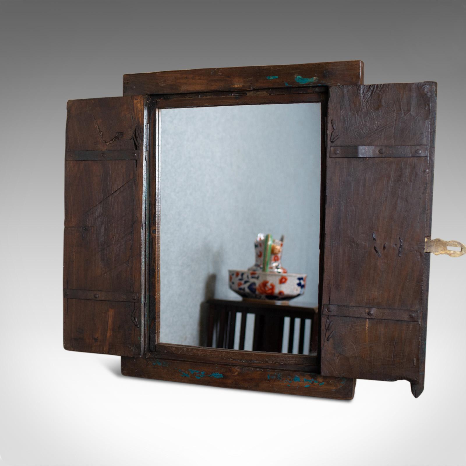 Vintage Asian Cupboard Mirror, Rustic, Wall Cabinet, Mid-Late 20th Century In Good Condition In Hele, Devon, GB
