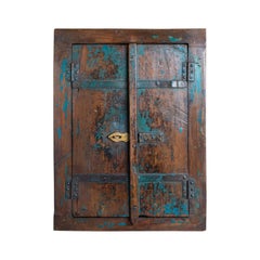 Vintage Asian Cupboard Mirror:: Rustic:: Wall Cabinet:: Mid-Late 20th Century