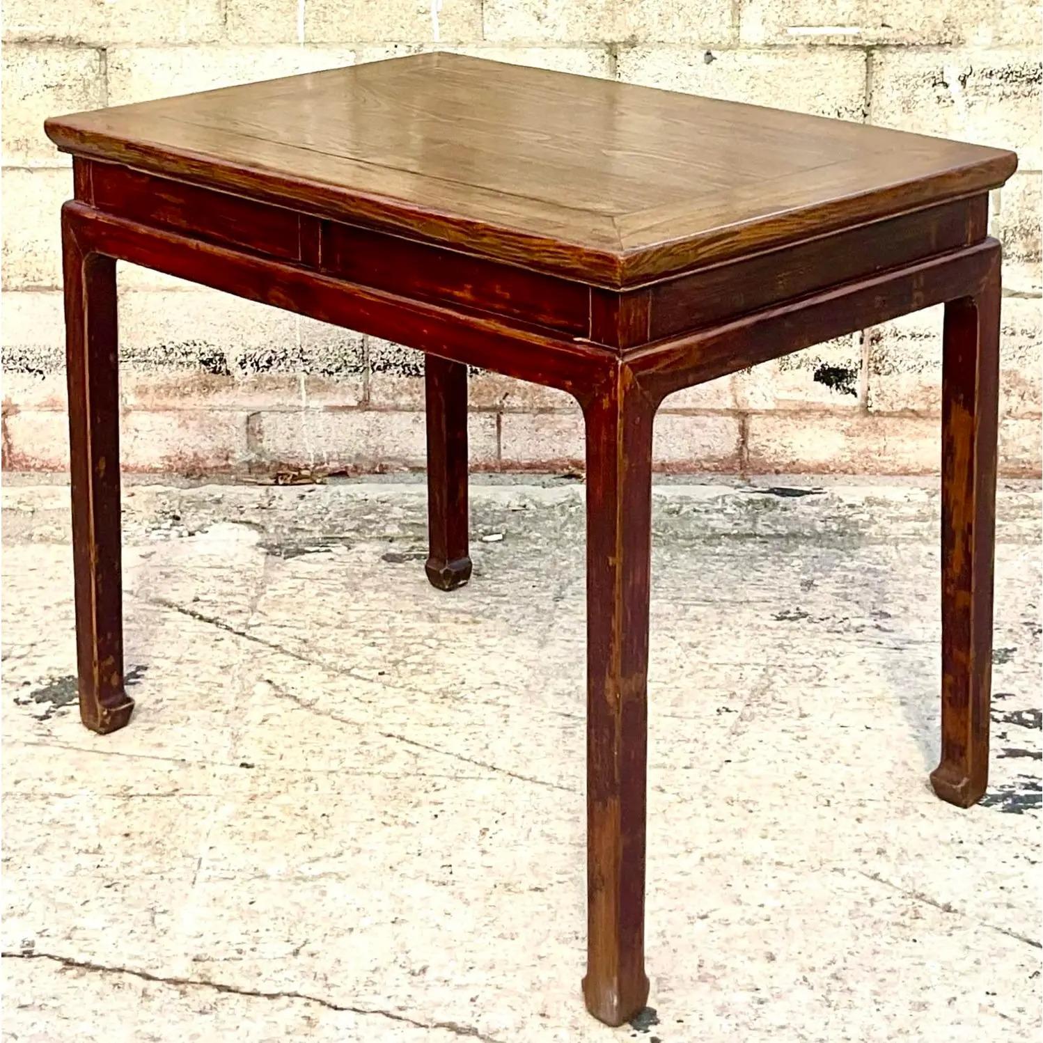 Vintage Asian Custom Built Reclaimed Writing Desk In Good Condition For Sale In west palm beach, FL