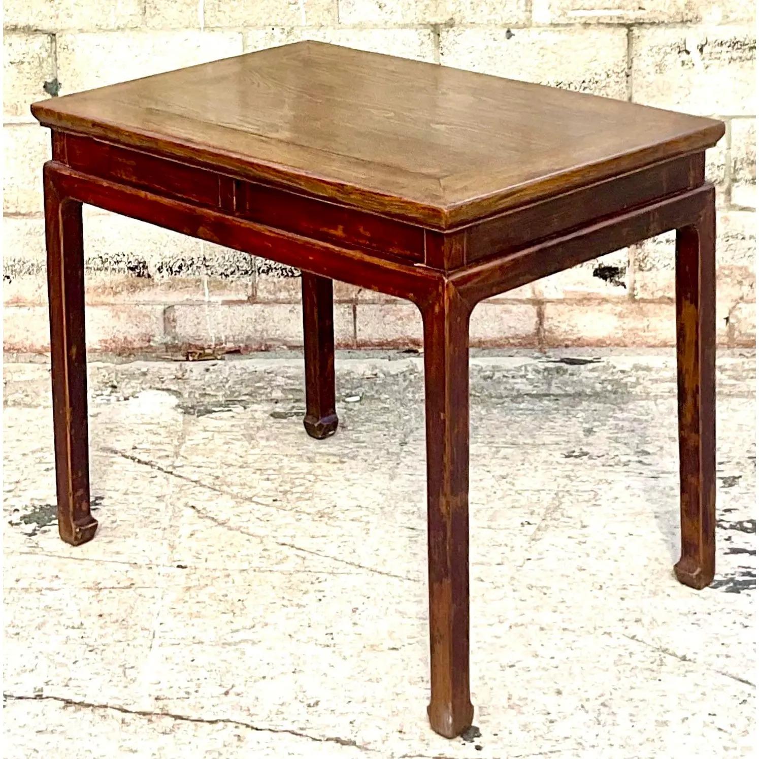 Wood Vintage Asian Custom Built Reclaimed Writing Desk For Sale