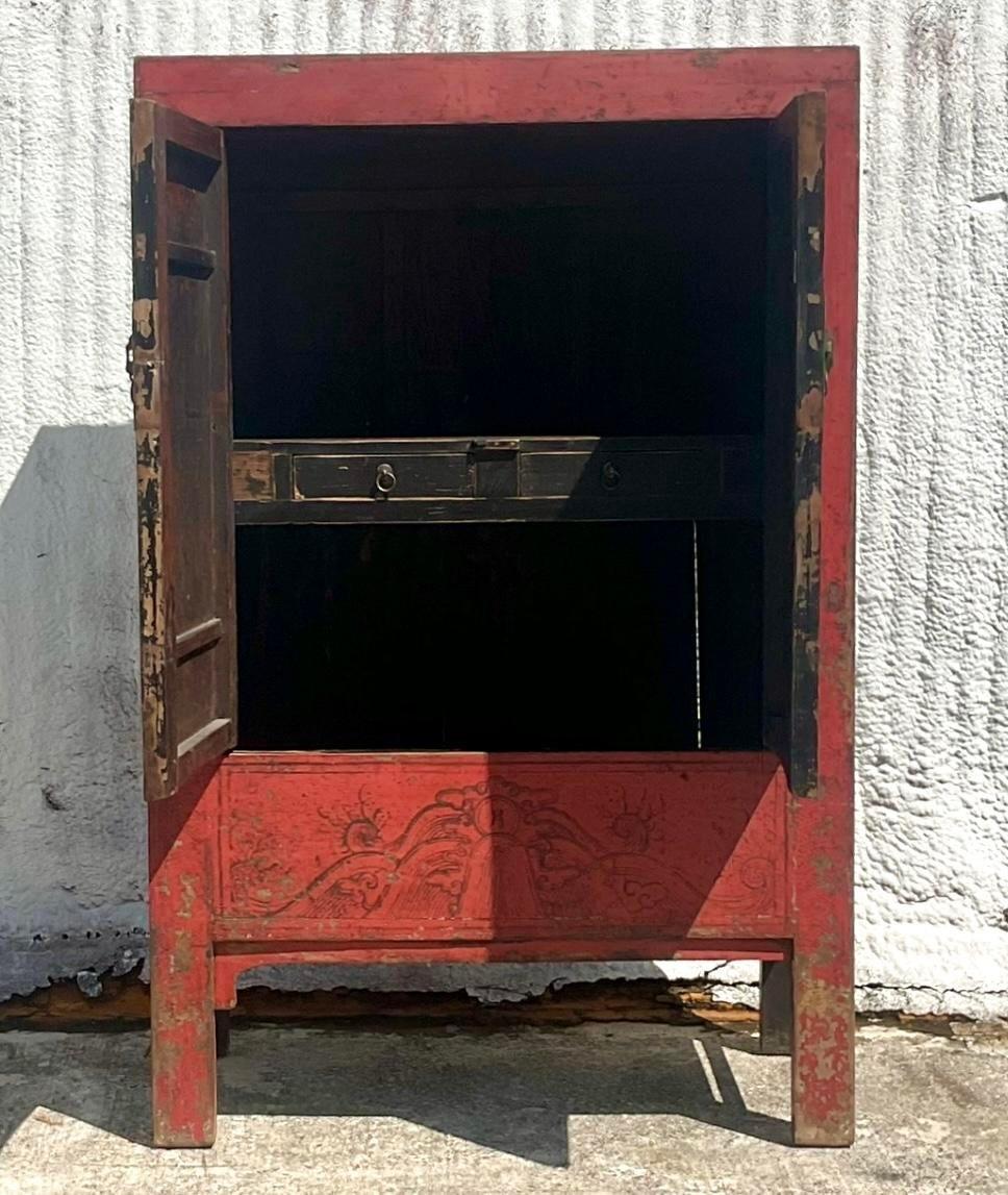 Vintage Asian Distressed Reclaimed Wood Armoire im Angebot 1