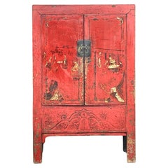 Vintage Asian Distressed Reclaimed Wood Armoire