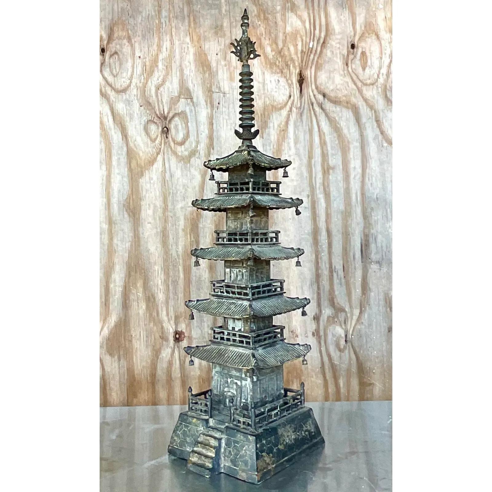 Hong Kong Vintage Asian Distressed Wrought Iron Pagoda
