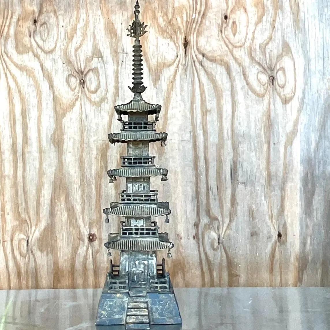 20th Century Vintage Asian Distressed Wrought Iron Pagoda
