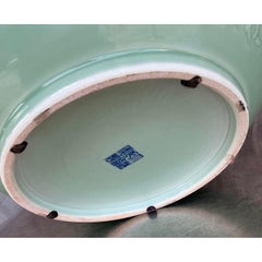 Vintage Asian Dragon Relief Celadon Bowl