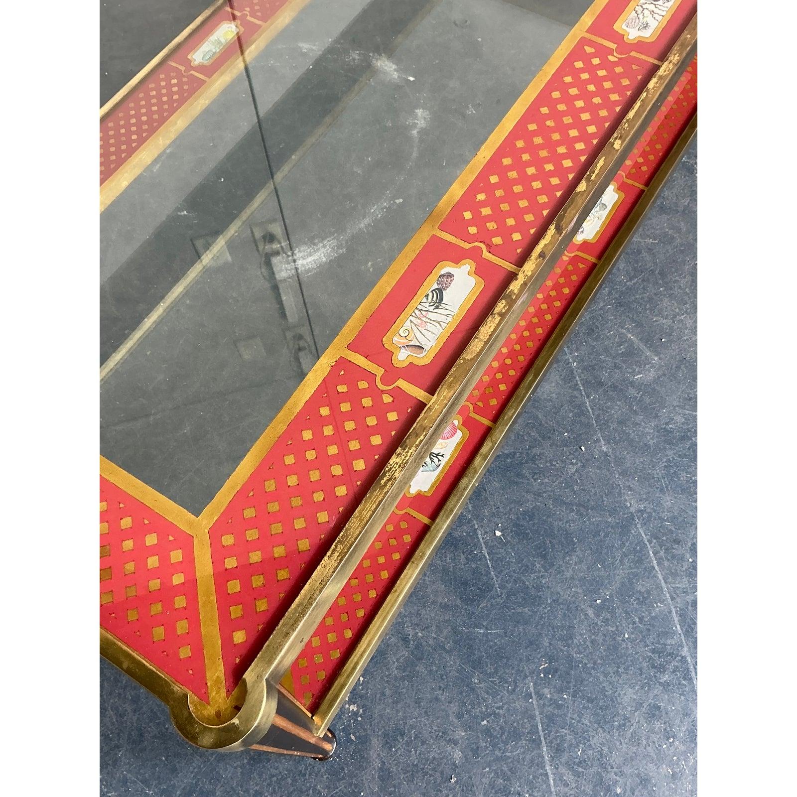Chinoiserie Vintage Asian Eglomise Coffee Table For Sale