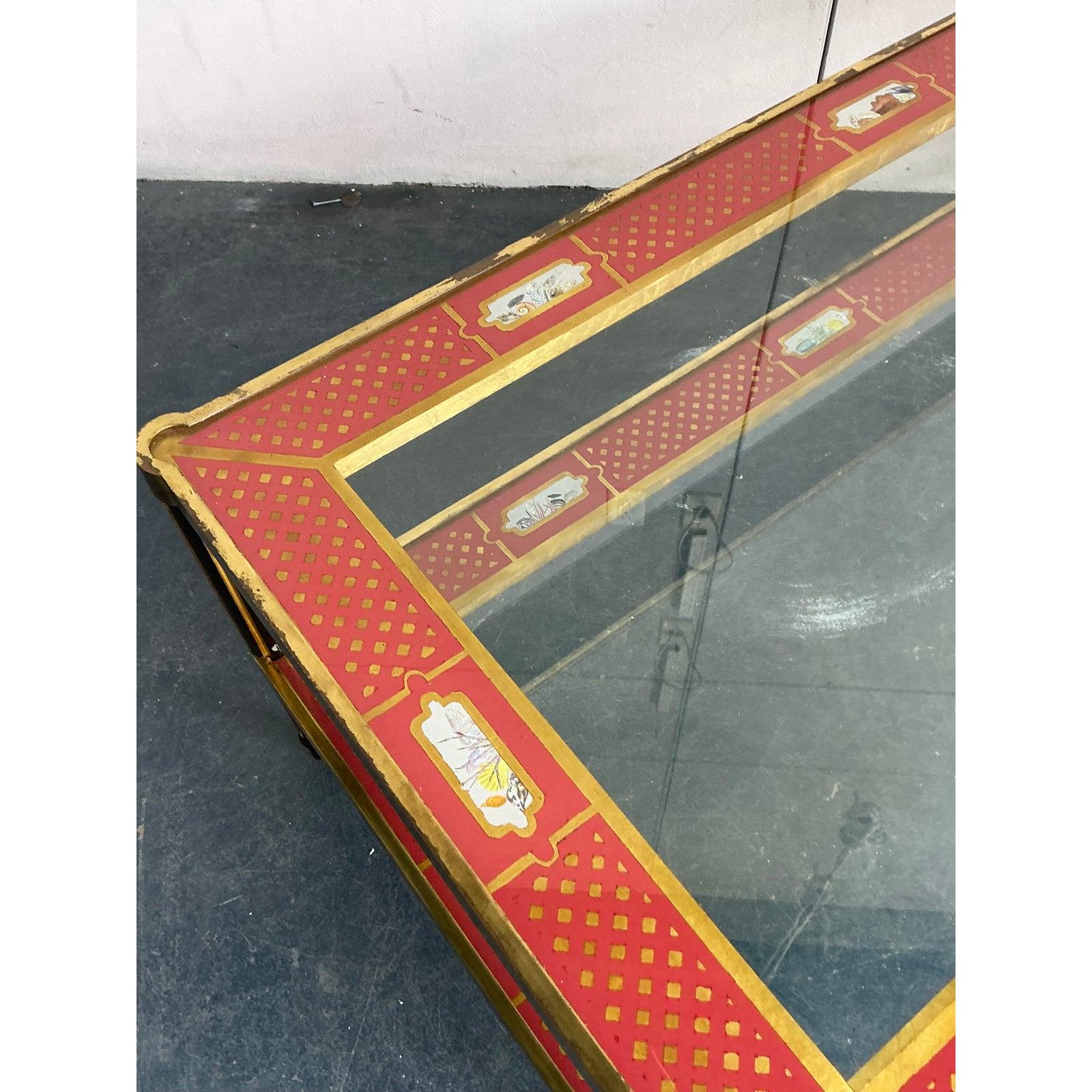 Italian Vintage Asian Eglomise Coffee Table For Sale