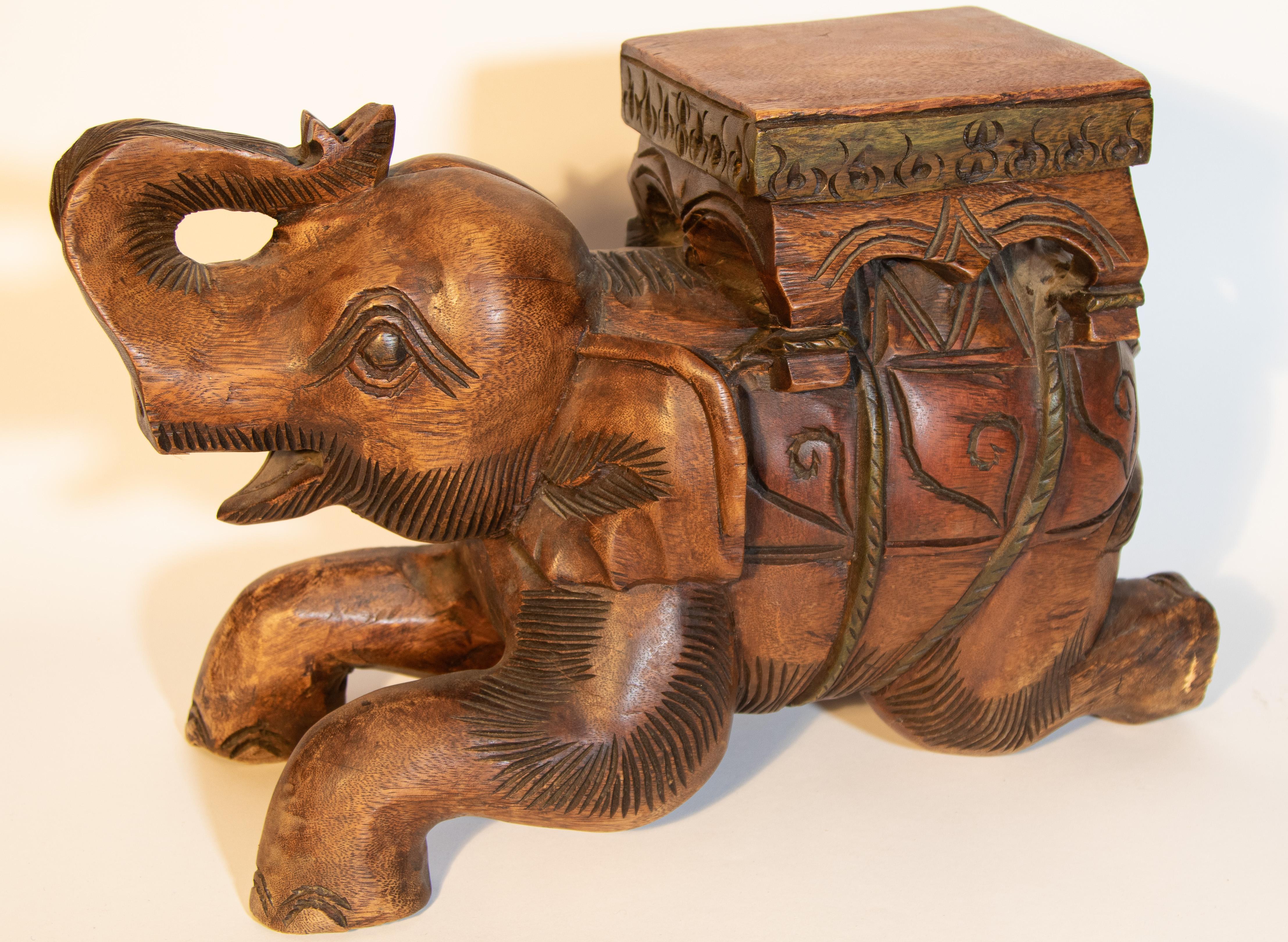 vintage hand carved wooden elephant