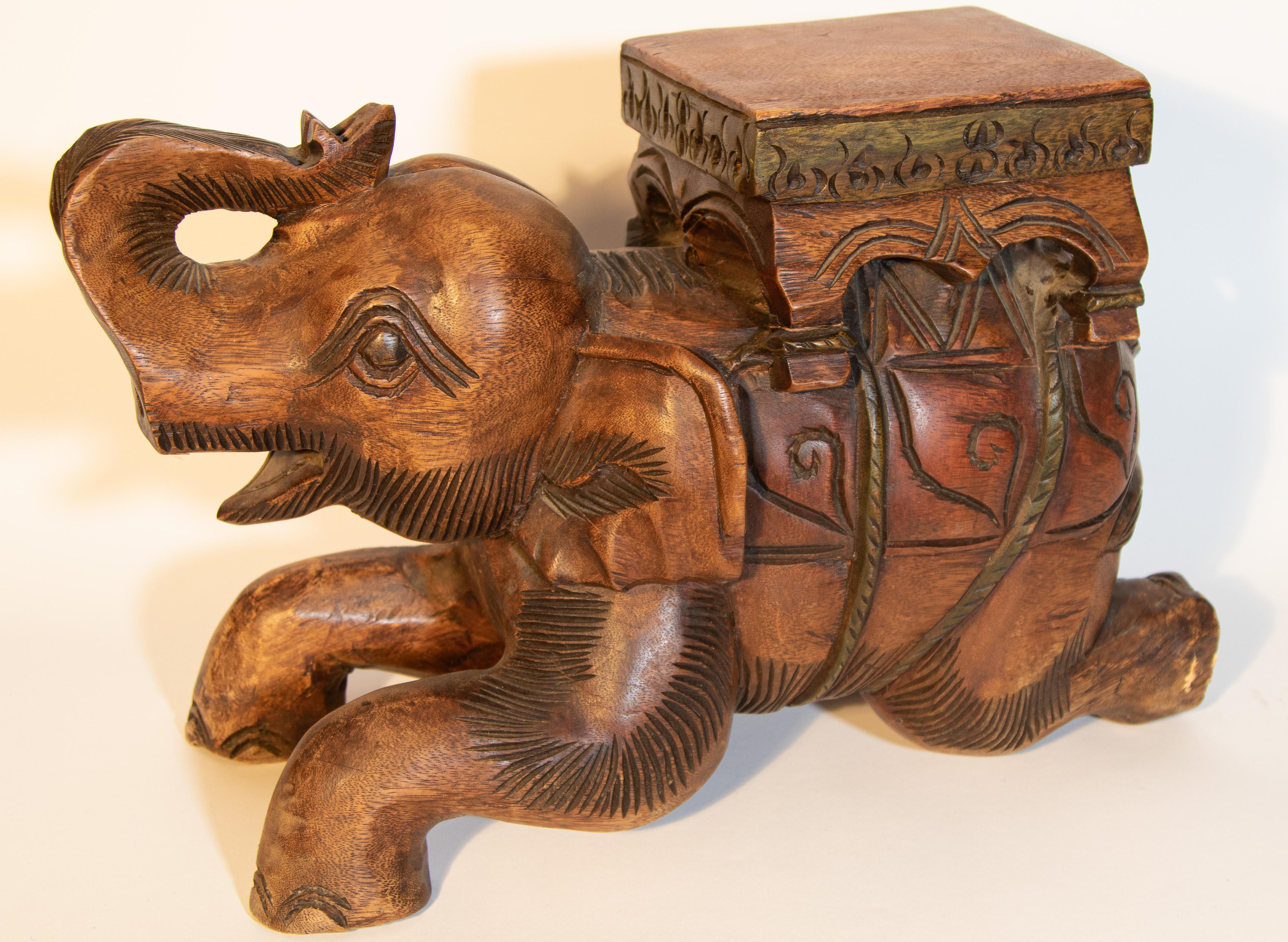 carved wooden elephants