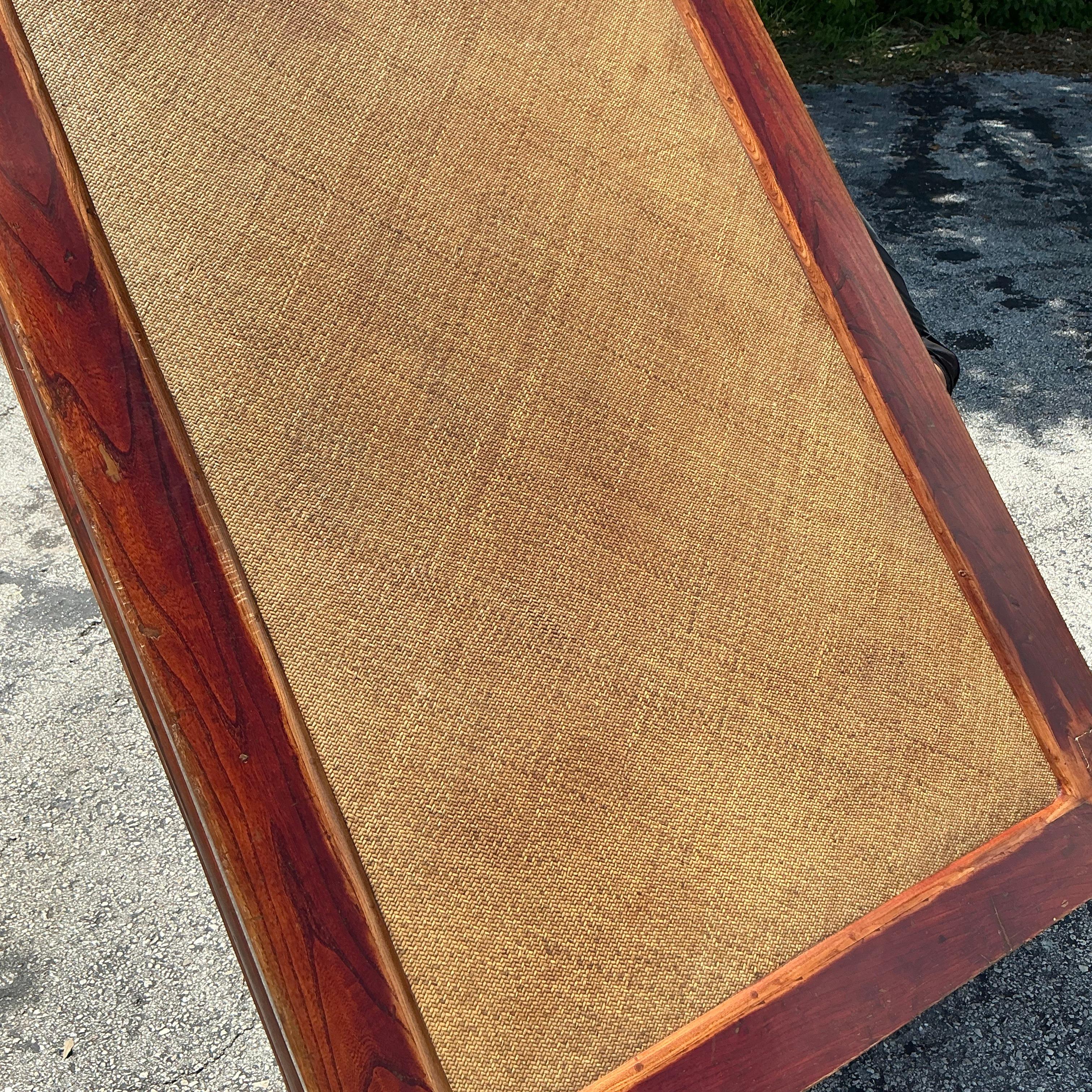 Vintage Asian Elm Seagrass Ming Coffee Table For Sale 1