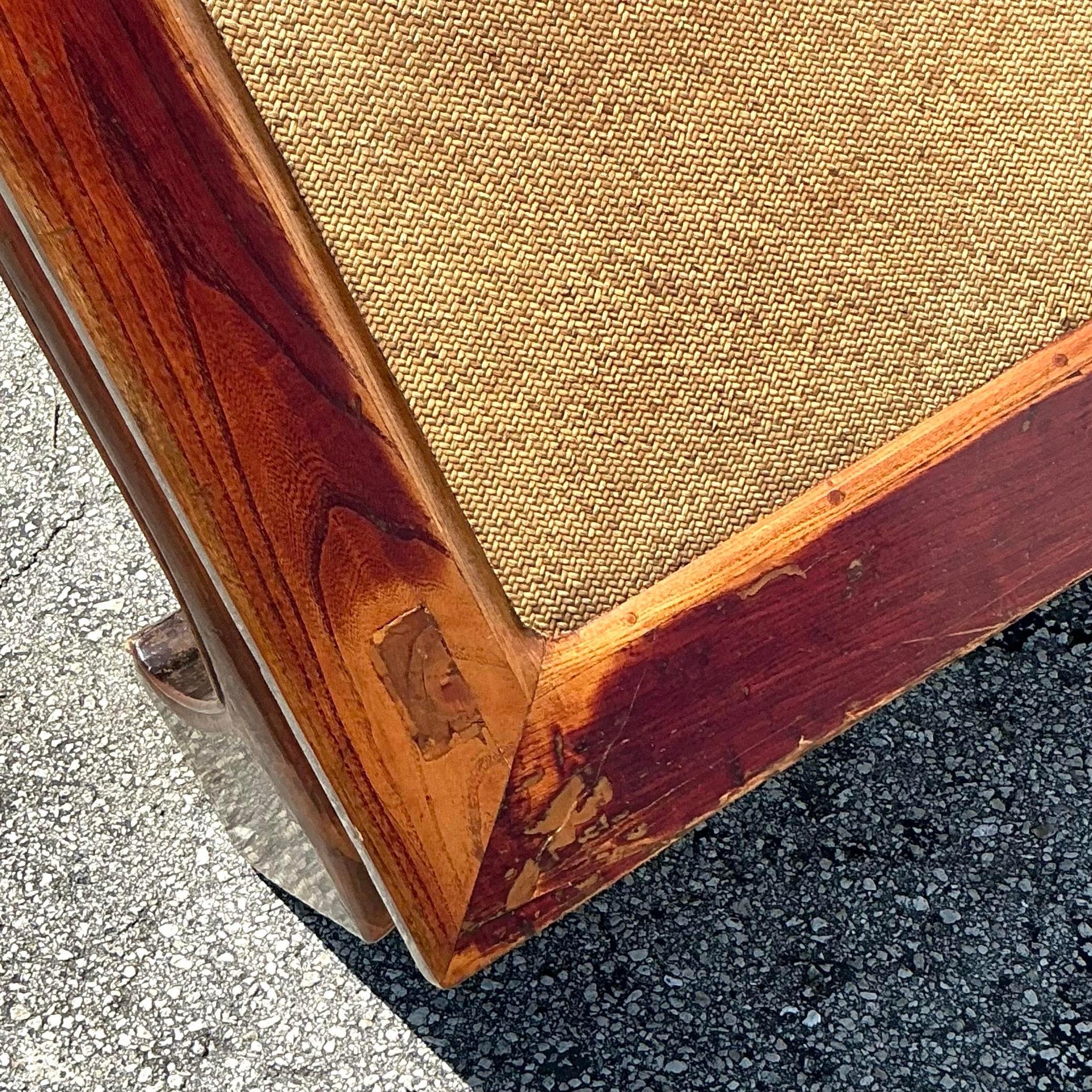 Vintage Asian Elm Seagrass Ming Coffee Table For Sale 3