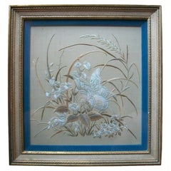 Used Asian Embroidery on Silk - Custom Frame - Unsigned - Mid 20th Century