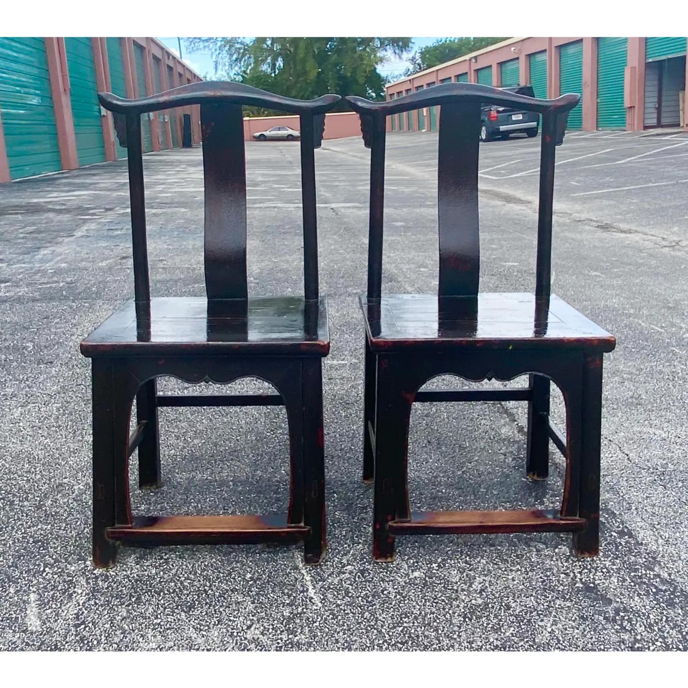 Chinese Chippendale Vintage Asian Emperor Chairs - a Pair For Sale