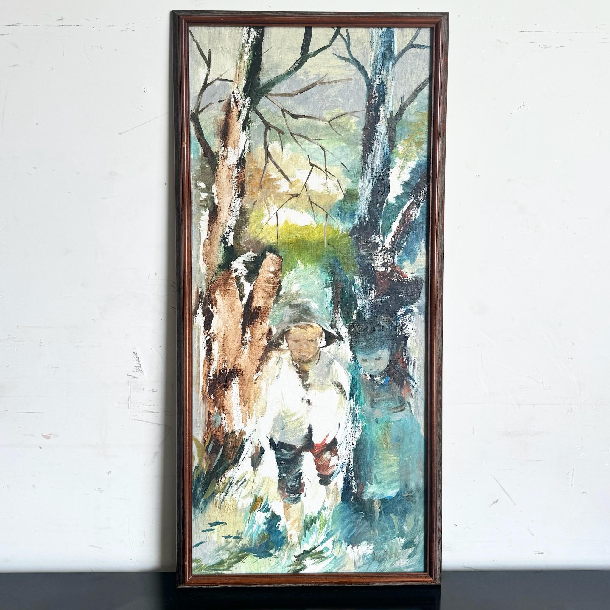 Bring a touch of timeless elegance to your home with this Vintage Asian Framed Watercolor Painting of a Man in Nature. This beautifully rendered piece showcases the delicate brushwork and subtle color palette typical of traditional Asian art. The