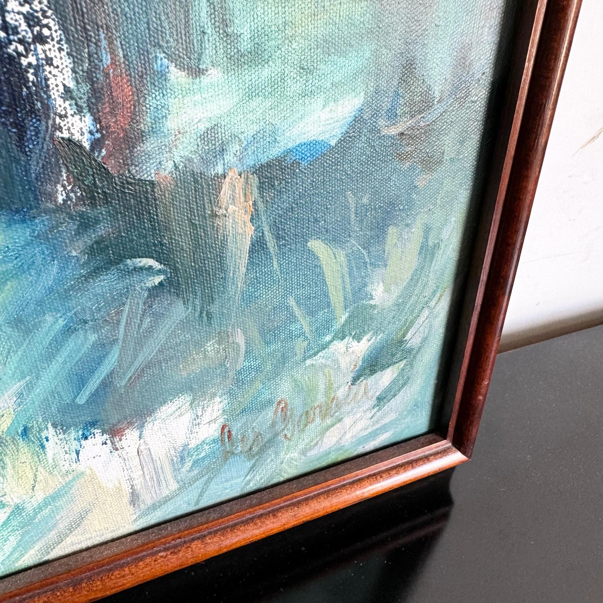 Vintage Asian Framed Watercolor Painting of Man in Nature In Good Condition For Sale In Delray Beach, FL