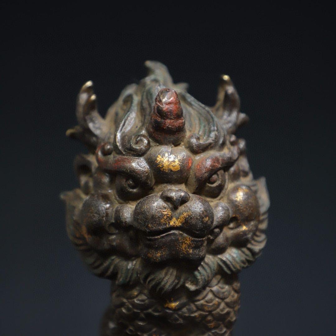 Vintage Asian Gilt Bronze Auspicious Oriental Beast Statue For Sale 4