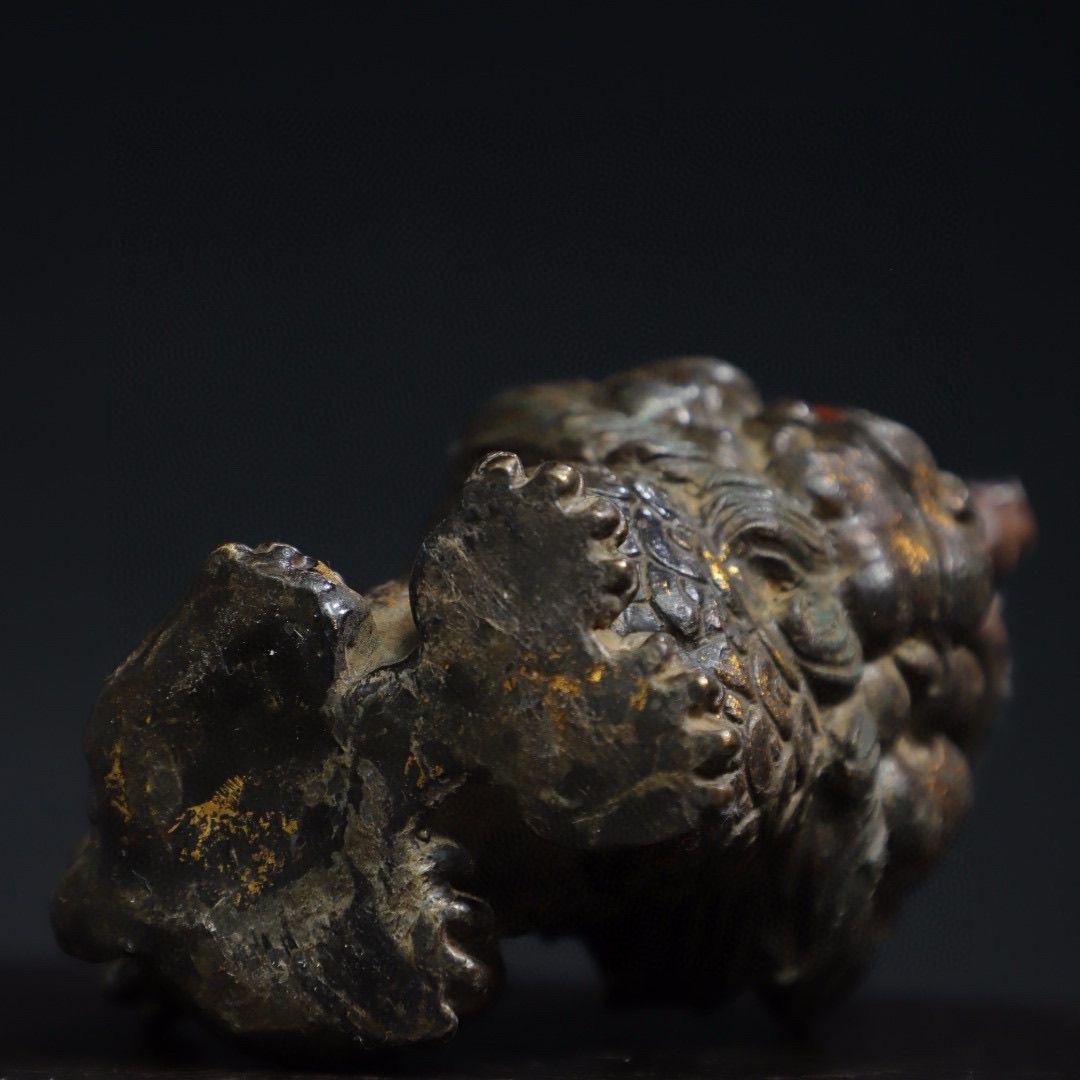 Vintage Asian Gilt Bronze Auspicious Oriental Beast Statue For Sale 5