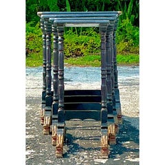 Vintage Asian Gilt Dragon Nesting Tables - Set of 4